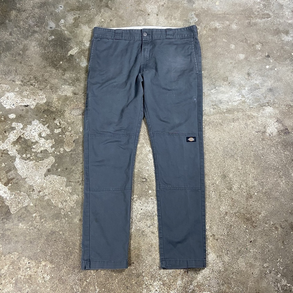 Dickies Flex Double Knee Work Pants Size 36x32 Gray Skinny Straight Fit Utility